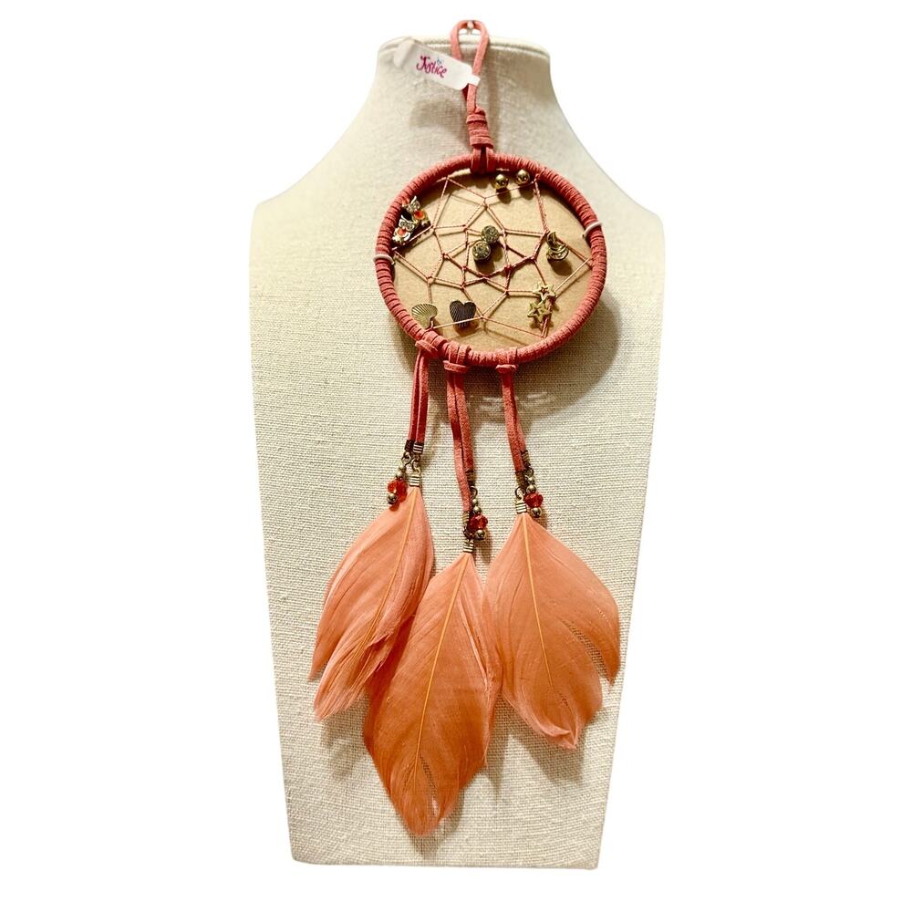 Justice Dreamcatcher Wall Hanging with Earrings NWT Boho Decor Peach Feathers